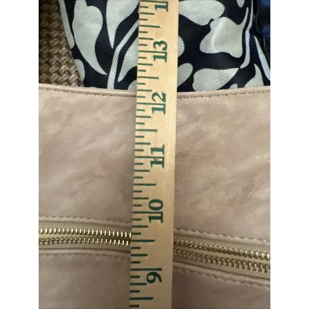 Viv & Lou Audrey Purse Large Vegan Leather Tote Roomy Zippers Neutral Color Tan